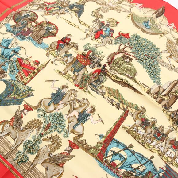 HERMES Red Silk Scarf - Picture 5 of 5